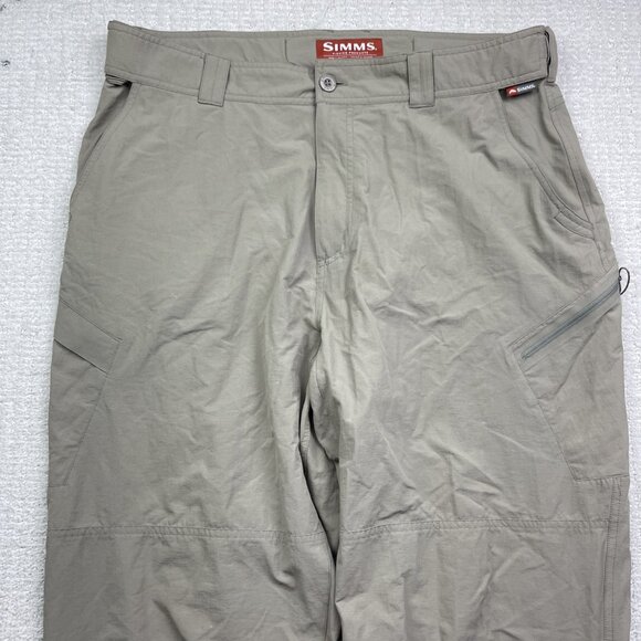 Simms Pants Mens XL Tan Stretch Utility Zip Pocket Fishing Outdoor Hiking Trail - Picture 2 of 16